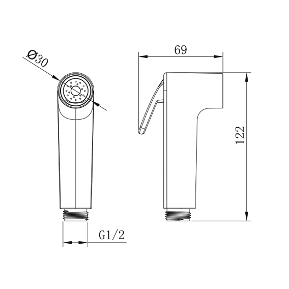 Shataff ABS YS36075, spraeire bidet, spraeire sruthlaithe