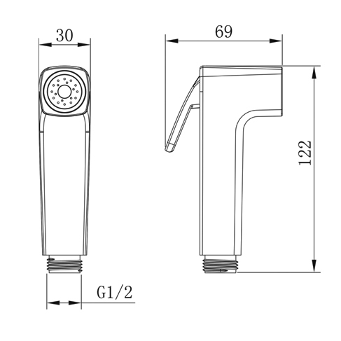 YS36076 shataff ABS, spraeire bidet, spraeire sruthlaithe