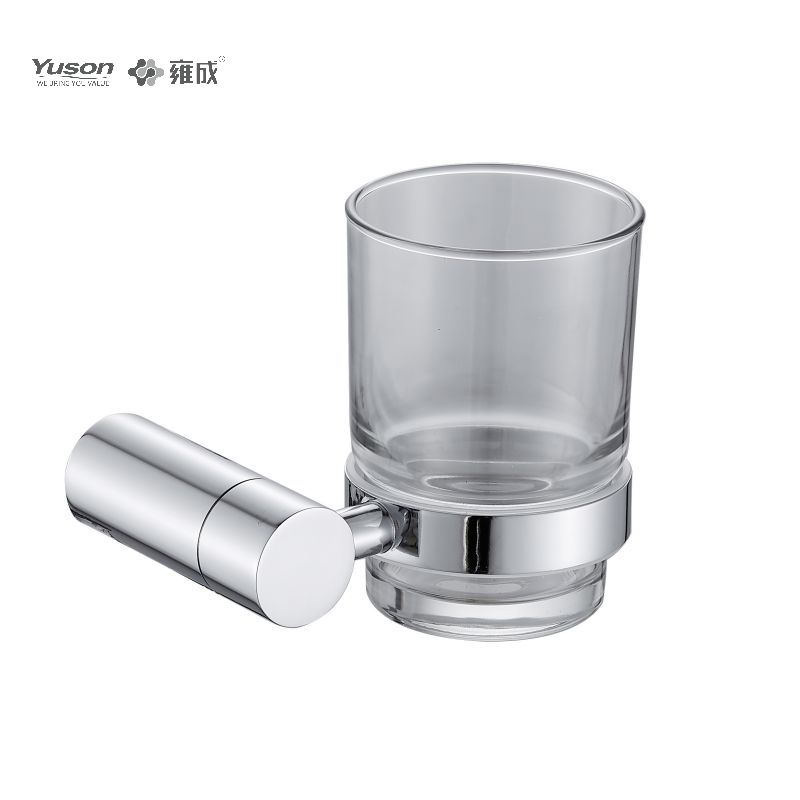 10684 Gabhálais Slí Folctha, Sealbhóir Tumbler, le cupán Frosted/Tempered Glass, Sinc/Prás/SUS Tumbler sealbhóir, balla-suite (Sraith 10600)