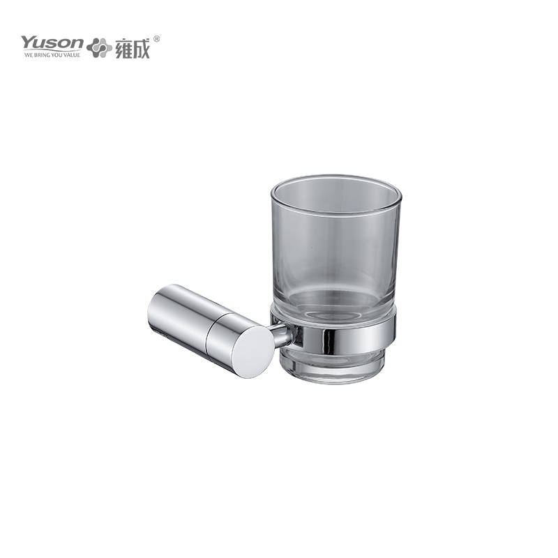 12084 Gabhálais Slí Folctha, Sealbhóir Tumbler, le cupán Frosted/Tempered Glass, Sinc/Prás/SUS Tumbler sealbhóir, balla-suite (Sraith 12000)