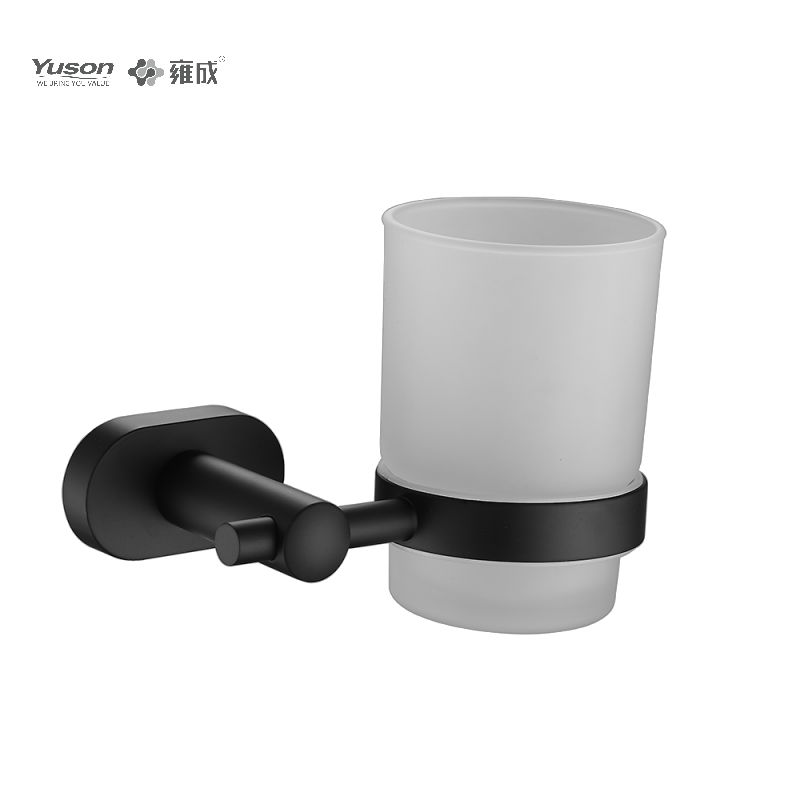 13384 Gabhálais Slí Folctha, Sealbhóir Tumbler, le cupán Frosted/Tempered Glass, Sinc/Prás/SUS Tumbler sealbhóir, balla-suite (Sraith 13300)